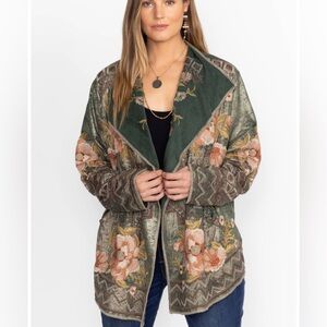 JOHNNY WAS | BIYA METALLIC Short Sweater Jacket Large Boho Embroidered